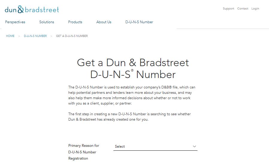 dun&bradstreet兔褐号码的网站截图